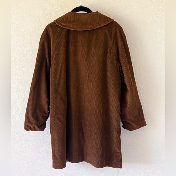 Vintage Camel Brown Corduroy Coat Peter Pan Collar Bracelet Sleeves - Picture 9 of 15